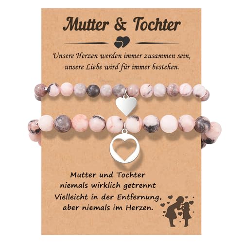 Presentimental Mutter Tochter Armband Freundschaftsarmband Schulkind Armband für Mama Tochter Mädchen Schmuck Muttertagsgeschenk (Herz) von Presentimental
