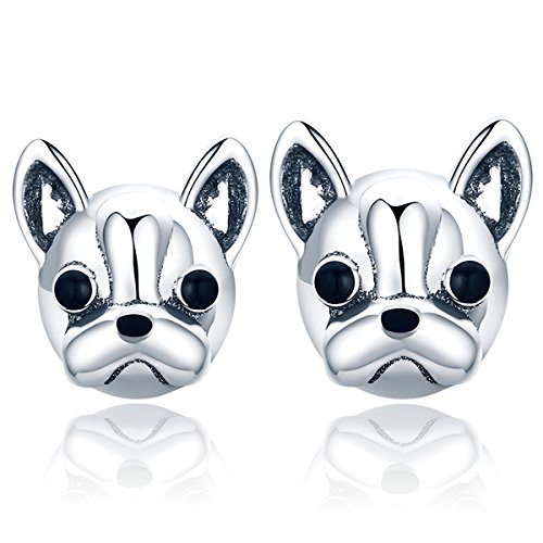 Presenski Ohrringe Silber Stecker，Damen Ohrstecker 925 Sterling Silber mit Hund Bulldogge Geschenk für Weihnachten,Frauen，Mädchen von Presentski