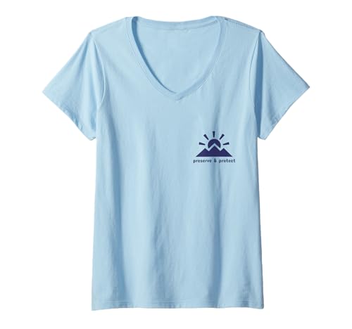 Damen Konservieren & Schützen Camping Nationalpark Naturliebhaber Wandern T-Shirt mit V-Ausschnitt Damen Konservieren & Schützen Camping Nationalpark Naturliebhaber Wandern T-Shirt mit V-Ausschnitt von Preserve & Protect - Hiking & Camping Apparel