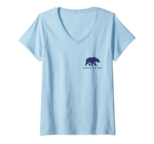 Damen Konservieren & Schützen Grizzlybär Tier Naturliebhaber Wandern T-Shirt mit V-Ausschnitt Damen Konservieren & Schützen Grizzlybär Tier Naturliebhaber Wandern T-Shirt mit V-Ausschnitt von Preserve & Protect - Hiking & Camping Apparel