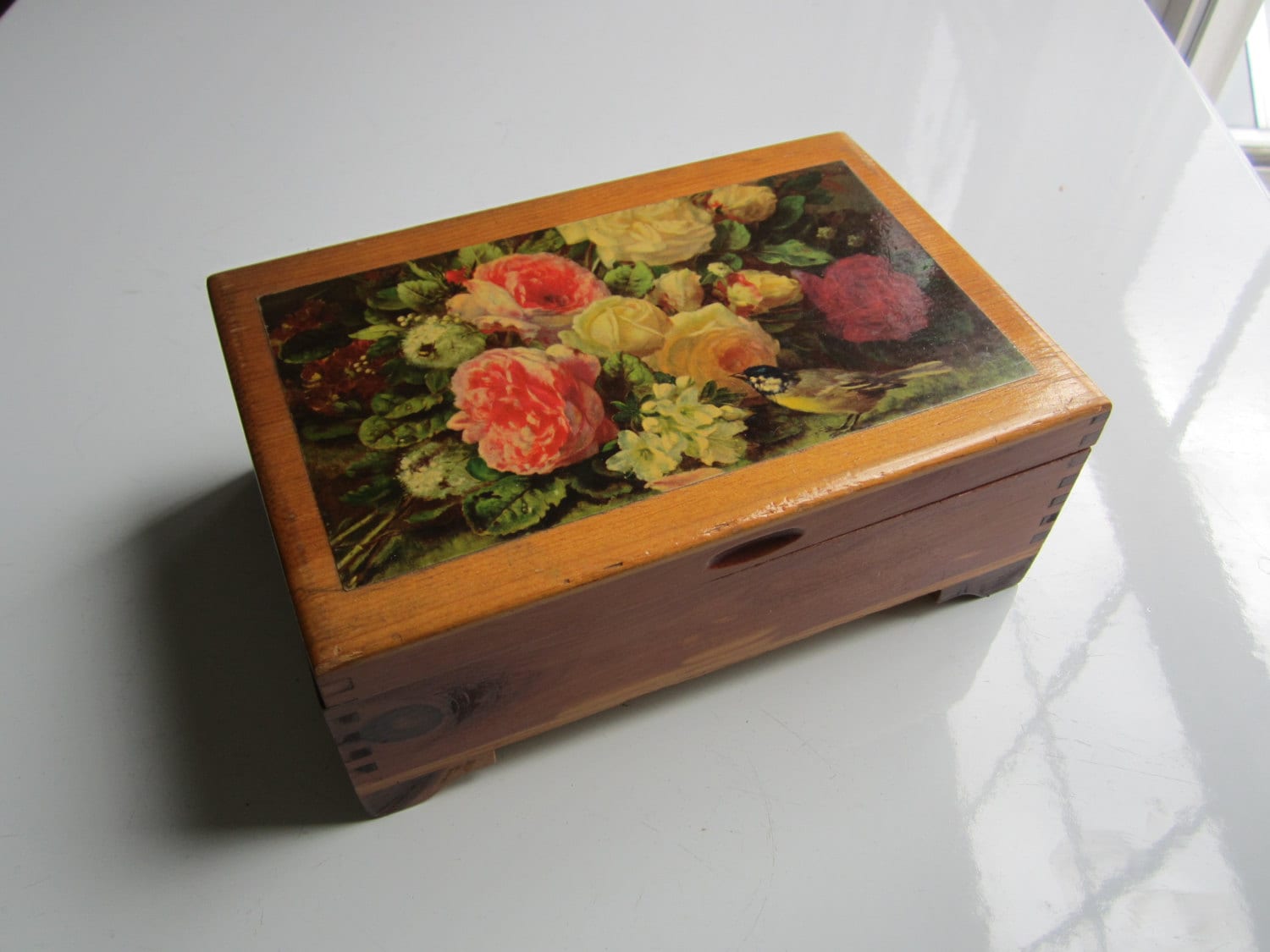 Vintage Rosen Und Vogel Holz Decoupage Schmuck Oder Trinket Box Vintage Rosen Und Vogel Holz Decoupage Schmuck Oder Trinket Box von PreserveCottage
