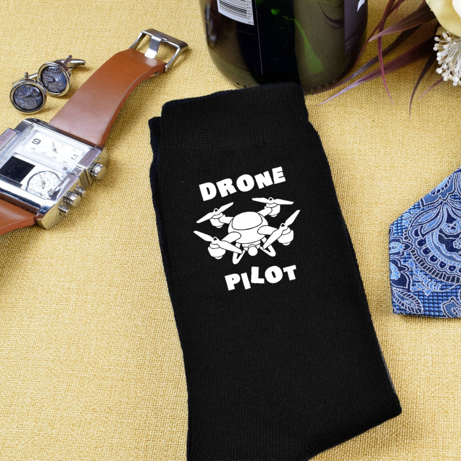 Drohnen Pilot Design Herren Schwarze Socken von PrestigeGiftware