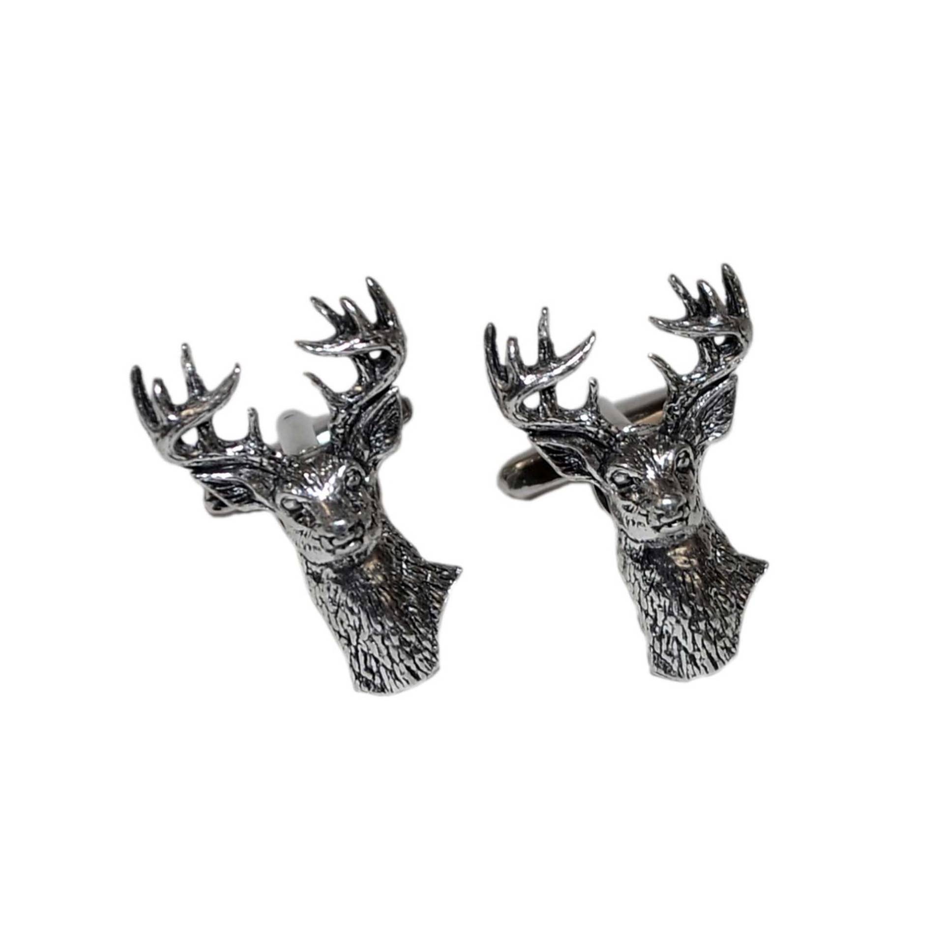 Englisch Gemacht Hirsche Kopf Zinn Design Manschettenknöpfe in Einer Personalisierten Box von PrestigeGiftware