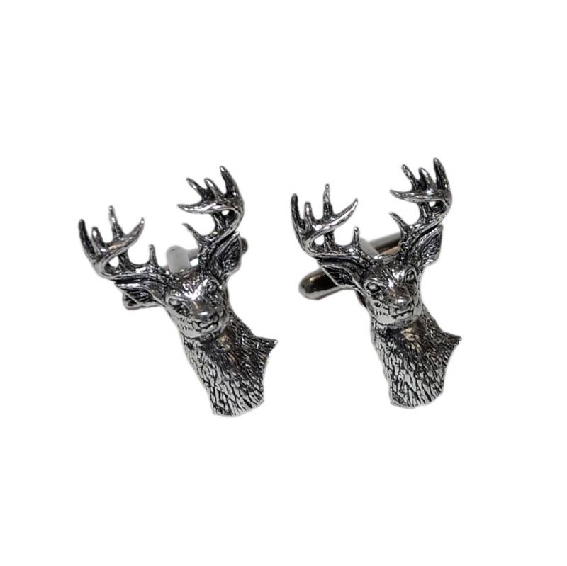 Englisch Gemacht Hirsche Kopf Zinn Design Manschettenknöpfe in Einer Personalisierten Box von PrestigeGiftware