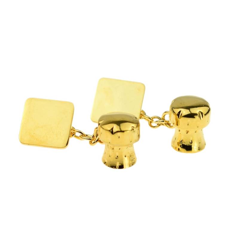 Golden Champagne Cork Hochzeit & Jubiläum Cufflinks in Personalisierter Manschettenbox von PrestigeGiftware