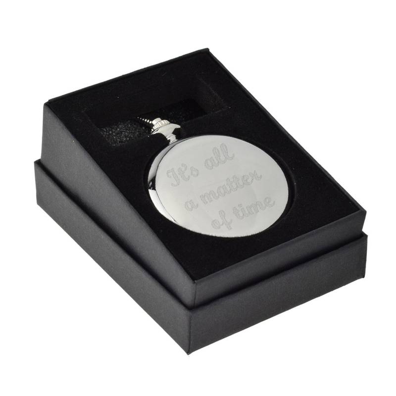 Personalisierte Es Ist Alles Eine Frage Der Zeit Gravierte Design Taschenuhr Mit Nachricht Auf Rückseite in Starrkarte Geschenkbox von PrestigeGiftware