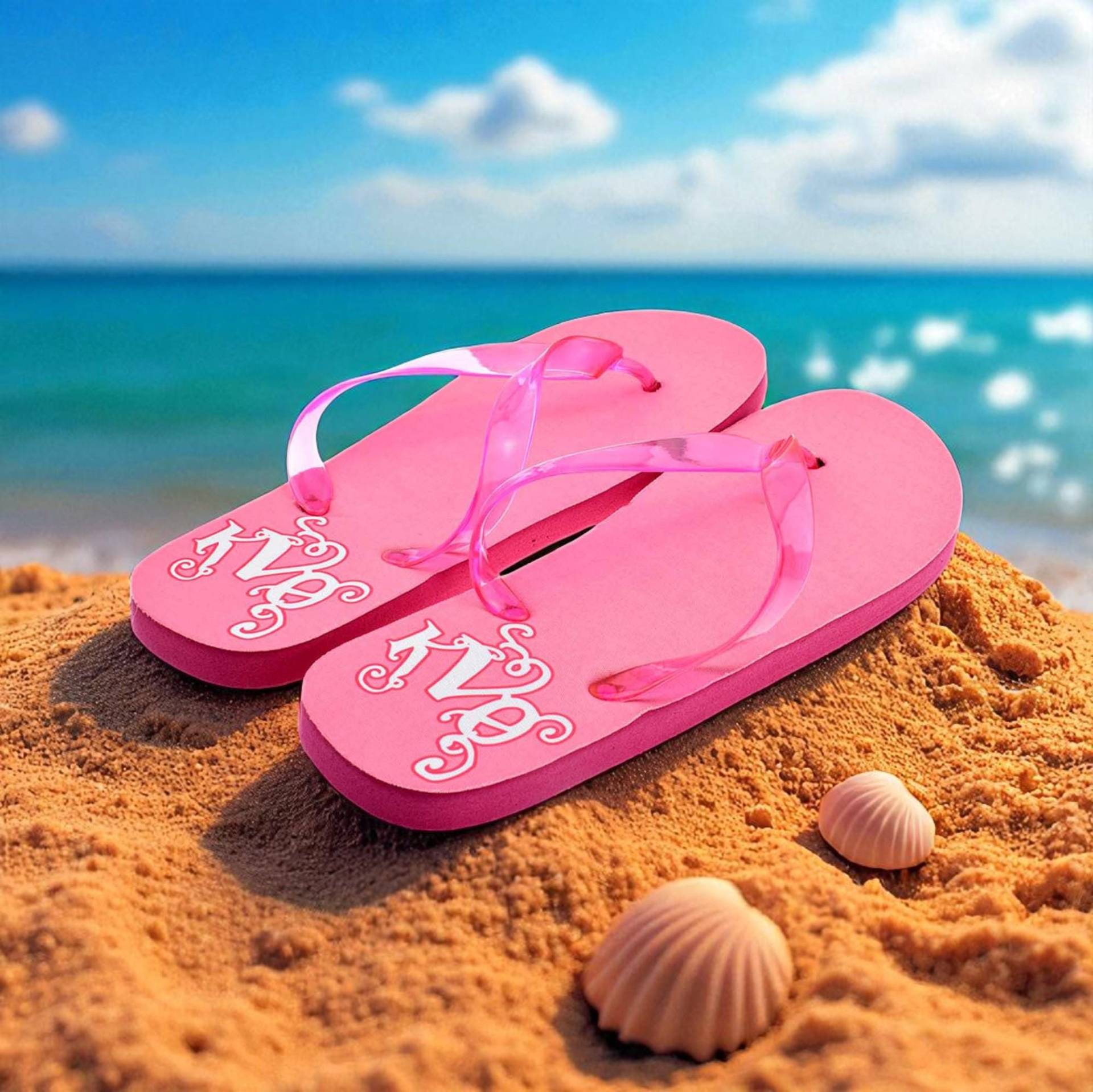 Personalisierte Initialen Damen Rosa Flip Flops von PrestigeGiftware