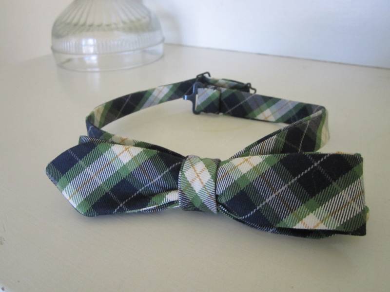 Marine Und Grün Karierte Fliege - Skinny Style, Verstellbar von PrestonCourt