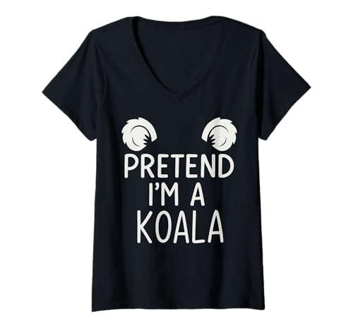 Damen Lustiges Zitat Pretend I'm a Koala Cute Animal Lovers Kostüm T-Shirt mit V-Ausschnitt Damen Lustiges Zitat Pretend I'm a Koala Cute Animal Lovers Kostüm T-Shirt mit V-Ausschnitt von Pretend I'm a Koala for Animal Lovers