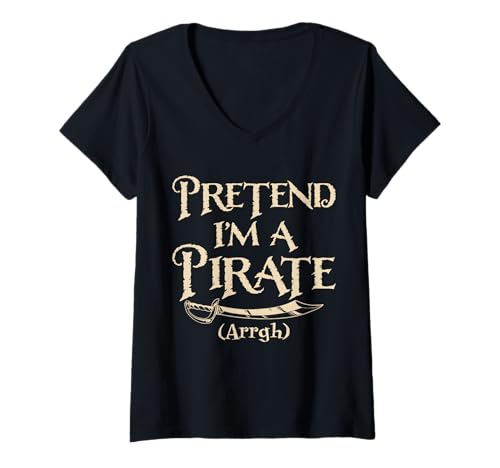 Damen Passendes Halloween-Kostüm „So, als wäre ich EIN Pirat“ T-Shirt mit V-Ausschnitt Damen Passendes Halloween-Kostüm „So, als wäre ich EIN Pirat“ T-Shirt mit V-Ausschnitt von Pretend Im A Pirate This Is My Pirate Costume