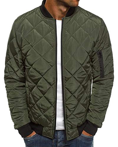 Gesteppte Bomberjacke für Herren, Diamant-Flugjacke, für den Winter, dick, Hip-Hop-Mantel - Gr�n - Medium von Pretifeel