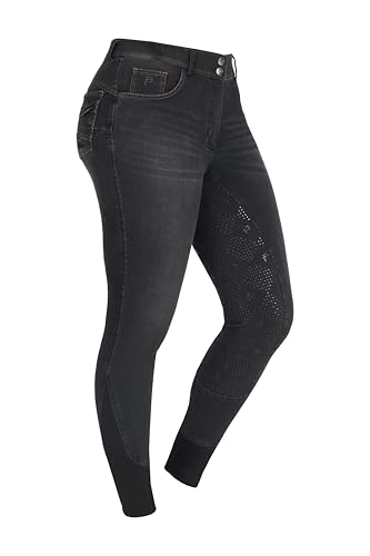 Preto Premium Denim Ladies Horse Riding Breeches Full Seat Silicon Grip Soft Stretchy Equine Equestrian Women Horse Riding Breeches Pants with Pockets, 32 W von Preto