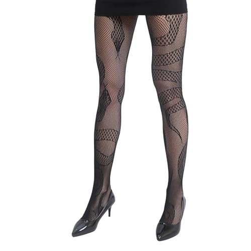 Pretty Attitude Damen Netzstrumpfhose mit Schlangen Muster Gothic Strumpfhose von Pretty Attitude