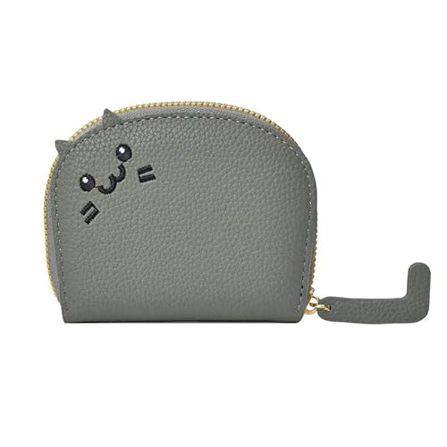 Kleine Geldbörse mit süßer Katze für Frauen - kleine Reißverschlusstasche mit Ohren, Kunstleder-Mini-Kartenhalter, Blaugrün/Ein Hauch von Paradies (Trace of Paradise), Klassische Geldbörse von Pretty Fancy Jewels