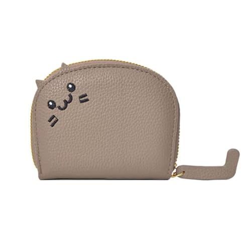 Süße Katze kleine Geldbörse für Frauen - Kleine Reißverschlusstasche mit Ohren, Kunstleder Mini Kartenhalter Geldbörse, Beige, Klassische Brieftasche von Pretty Fancy Jewels
