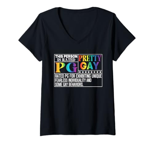 Damen Diese Person Wird mit PG bewertet Ziemlich Schwul Lustiger LGBT-Witz T-Shirt mit V-Ausschnitt Damen Diese Person Wird mit PG bewertet Ziemlich Schwul Lustiger LGBT-Witz T-Shirt mit V-Ausschnitt von Pretty Gay Funny LGBT Joke