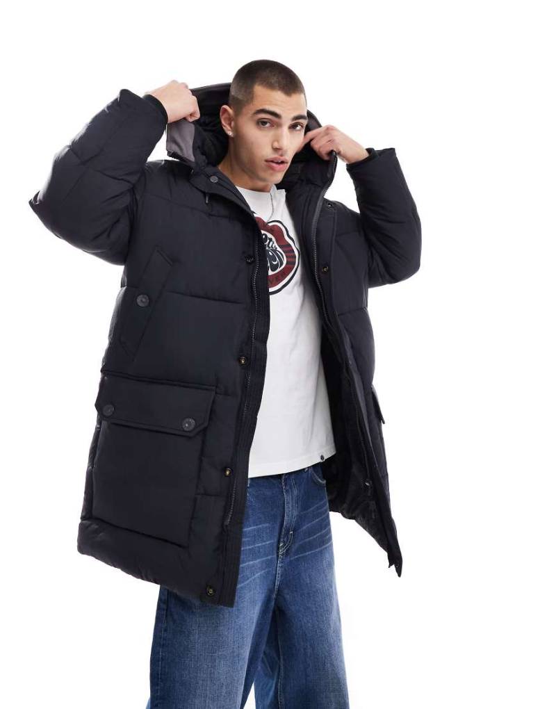 Pretty Green - Mountfield - Gesteppte Parkajacke in Schwarz von Pretty Green