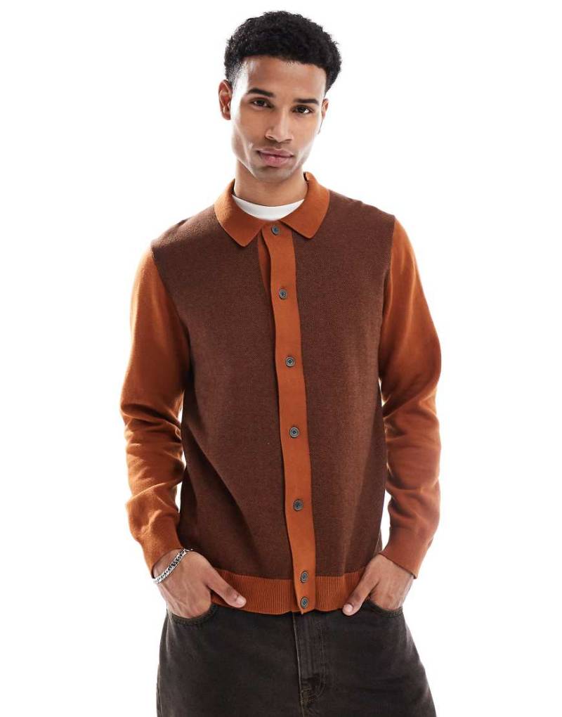 Pretty Green - Roxy - Strickhemd in Orange von Pretty Green
