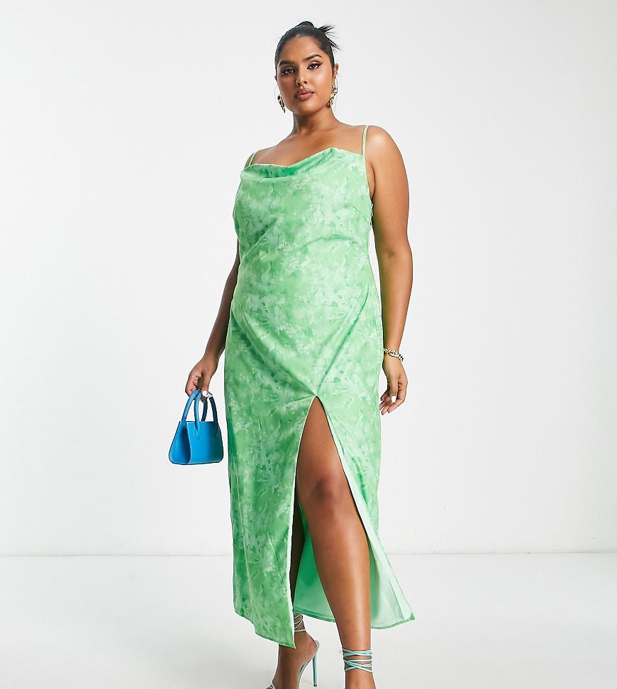 Pretty Lavish Curve - Keisha - Maxi-Trägerkleid in Grün mit abstraktem Blumenmuster Pretty Lavish Curve - Keisha - Maxi-Trägerkleid in Grün mit abstraktem Blumenmuster von Pretty Lavish Curve