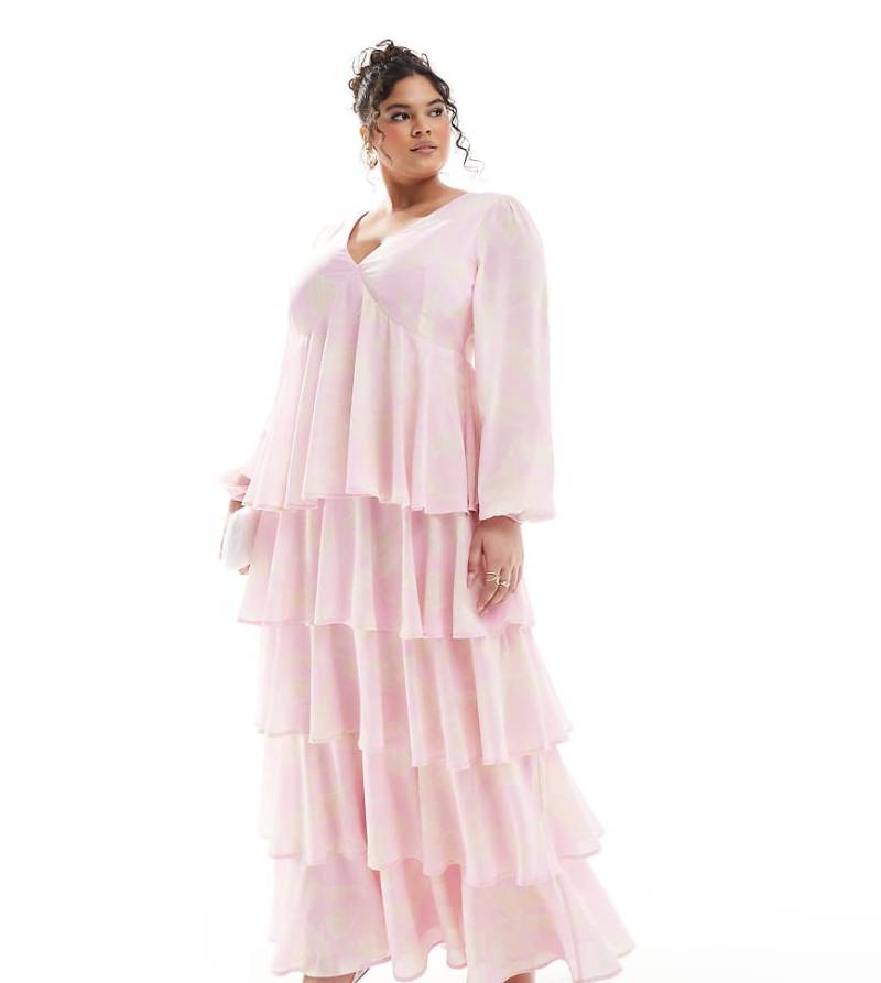 Pretty Lavish Curve - Maxikleid mit Rüschen und Blumenmuster in Rosa Pretty Lavish Curve - Maxikleid mit Rüschen und Blumenmuster in Rosa von Pretty Lavish Curve