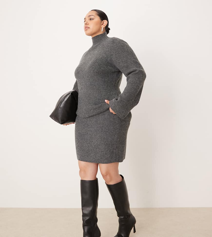 Pretty Lavish Curve - Mini-Strickrock in Anthrazit, Kombiteil-Grau von Pretty Lavish Curve