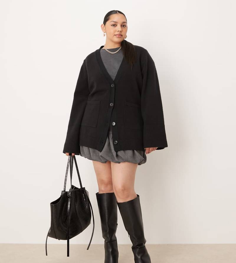 Pretty Lavish Curve - Oversize-Strickjacke in Schwarz von Pretty Lavish Curve