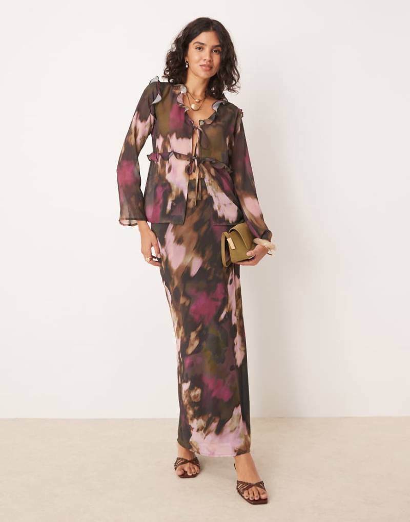 Pretty Lavish - Maxirock mit abstraktem Print, Kombiteil-Bunt von Pretty Lavish