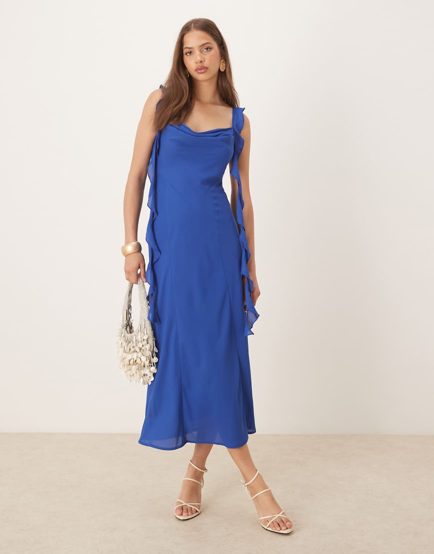 Pretty Lavish - Rya - Midaxikleid in Kobaltblau-Gelb von Pretty Lavish