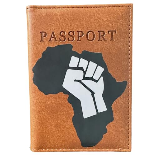 Pretty Little Passports Afro Amour™ Reisepasshülle Impfkartenhalter Combo Melanin Black Girl Magic Reisepasshülle, Braun, Karamell Power Faust von Pretty Little Passports