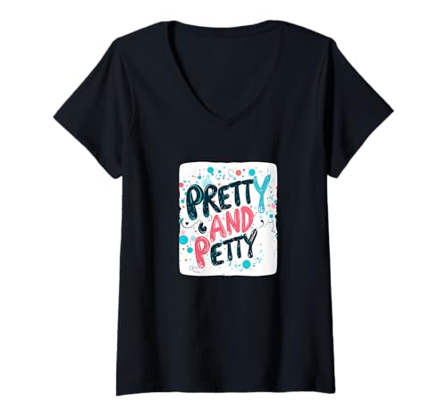 Damen Buntes hübsches und kleinliches Spruch-Kostüm T-Shirt mit V-Ausschnitt von Pretty Outfit