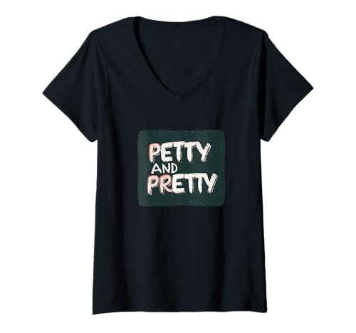 Damen Tolles Petty and Pretty Emblem Kostüm T-Shirt mit V-Ausschnitt von Pretty Outfit