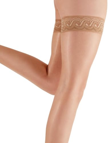 Pretty Polly Damen Nylons 10d Gloss Lace Hold Up Strumpfhose, 10 DEN, Beige (Shrr Sherry), Medium (Herstellergröße: ML) von Pretty Polly