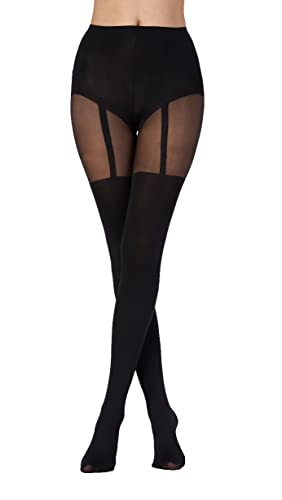 Pretty Polly Damen Suspender Tights Strumpfhose, 40 DEN, Schwarz (Black Black), One Size (Herstellergröße: OS) (1er Pack) von Pretty Polly