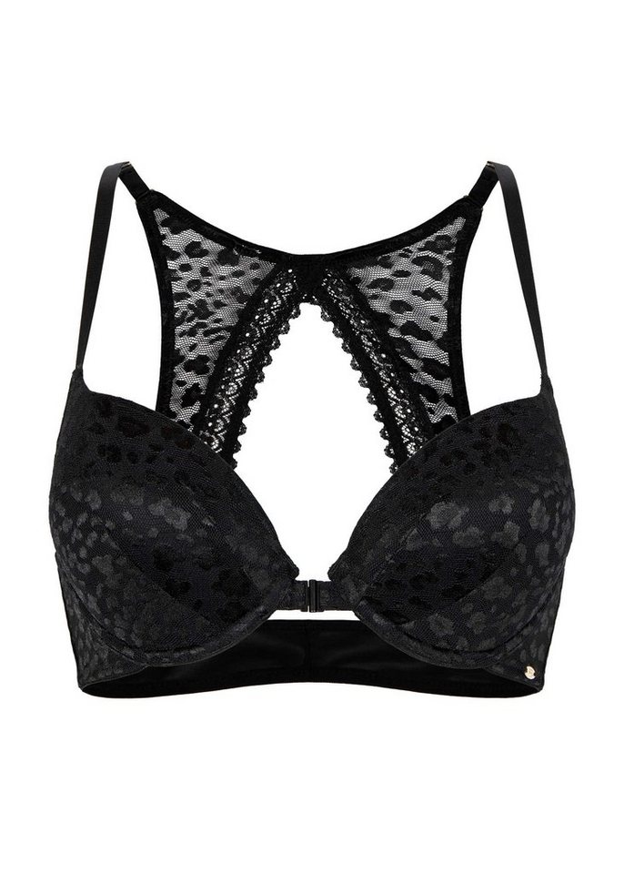 Pretty Polly Dekolleté-BH Lingerie Graphic Mesh Schalen-BH mit Vorderverschluss Black 70 C (Schalen BH, Spitze/Netz) von Pretty Polly