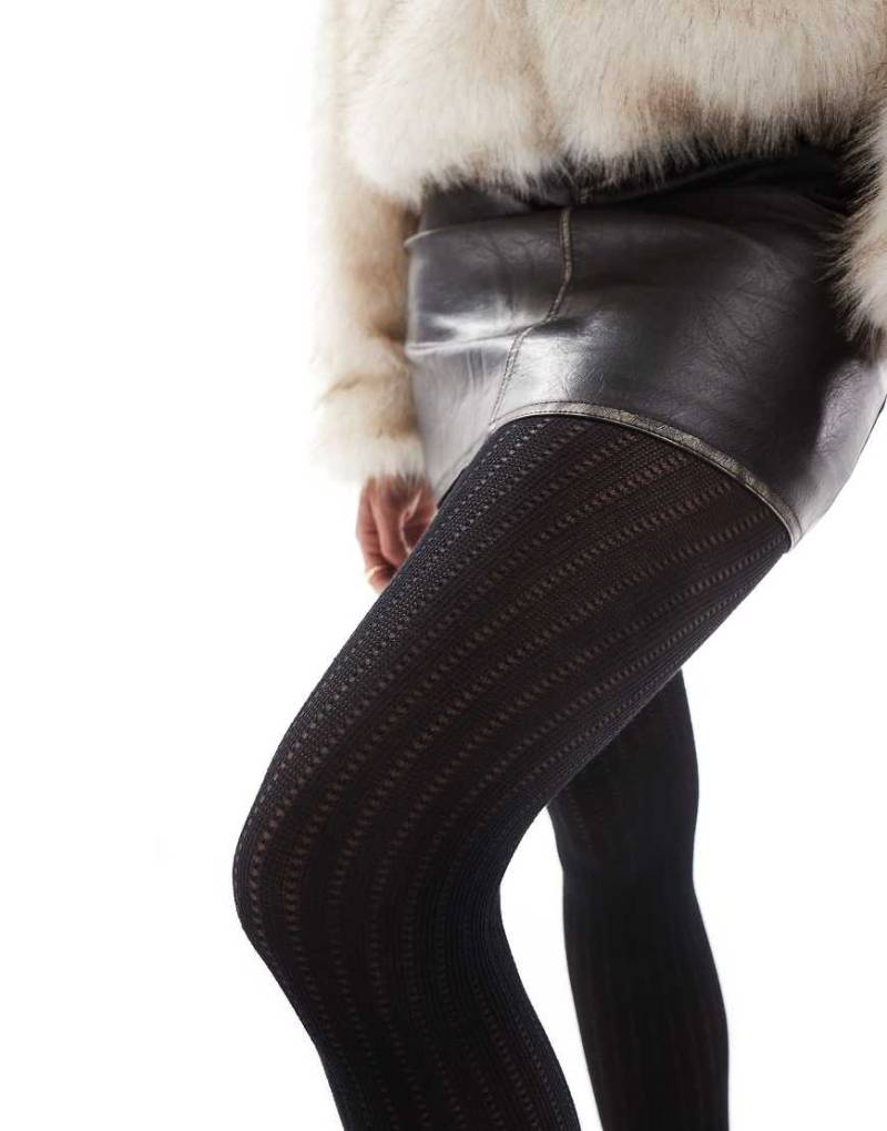 Pretty Polly - Strumpfhose in Schwarz mit Rippenstruktur von Pretty Polly