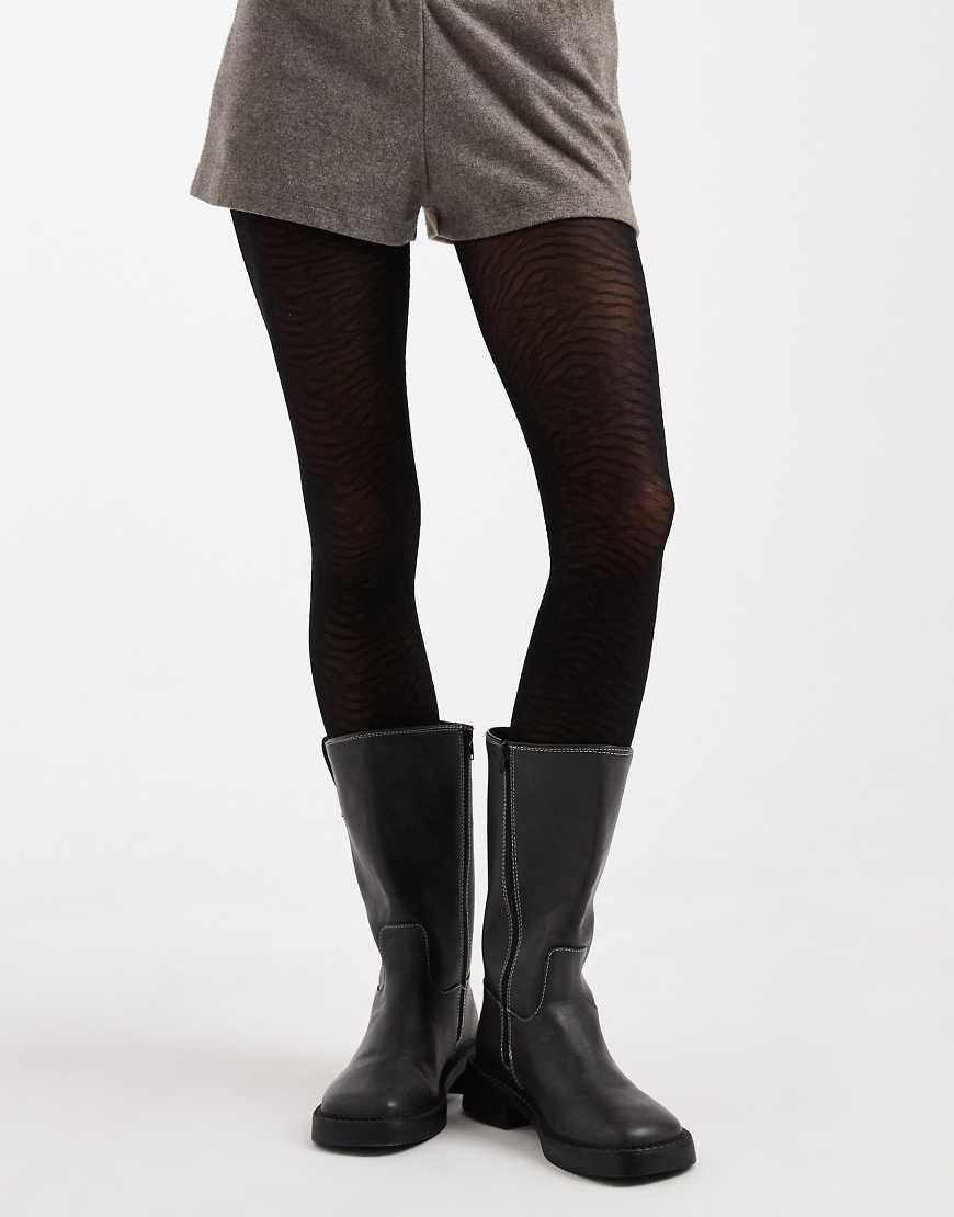 Pretty Polly - Strumpfhose in Schwarz mit Zebramuster von Pretty Polly