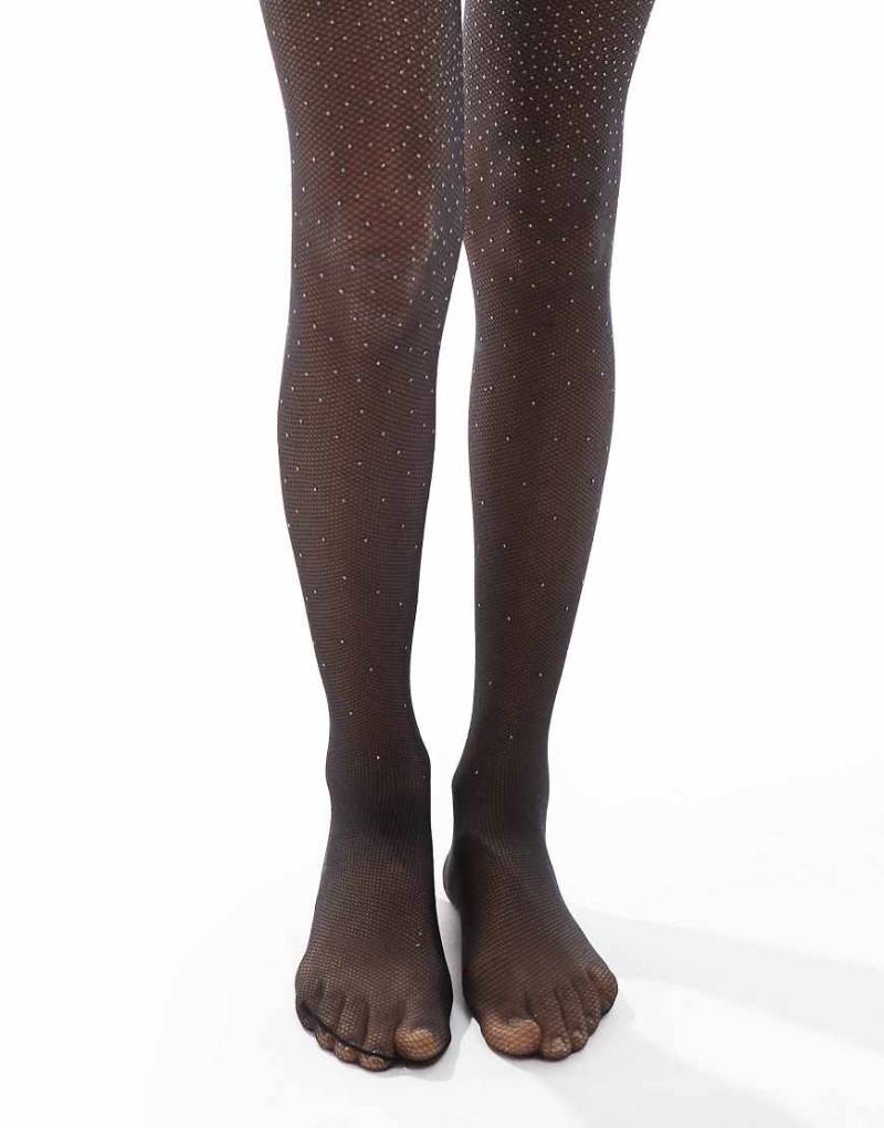 Pretty Polly - Verzierte Fischnetz-Strumpfhose in Schwarz von Pretty Polly