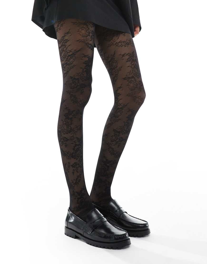 Pretty Polly - Zarte Strumpfhose in Schwarz mit Blumenmuster von Pretty Polly