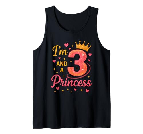 I'm 3 and a Princess Birthday Girl Cute Crown Party Kostüm Tank Top von Pretty Princess Kids Apparel