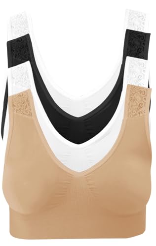Pretty Seamless 4er-Pack – Nahtloser und bügelloser Komfort-BH mit Spitzenträgern und ohne Polsterung von Pretty Seamless