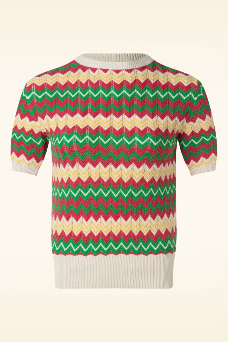 Chevron gestricktes Oberteil in Beige und Multi von Pretty Vacant