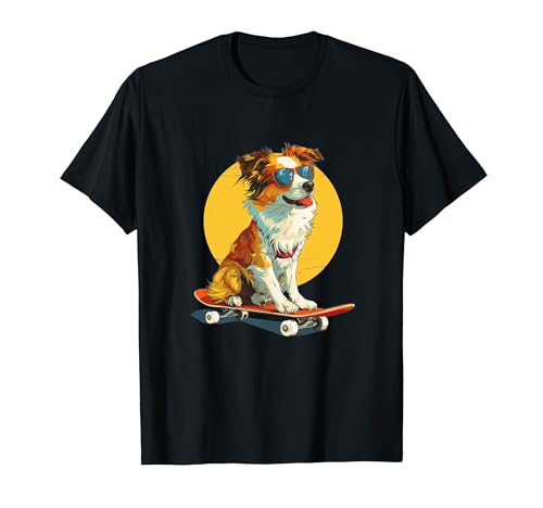 Coole Sonnenbrille Hund sitzend auf Skateboard für Jungen und Mädchen T-Shirt von Pretty cool skater dog