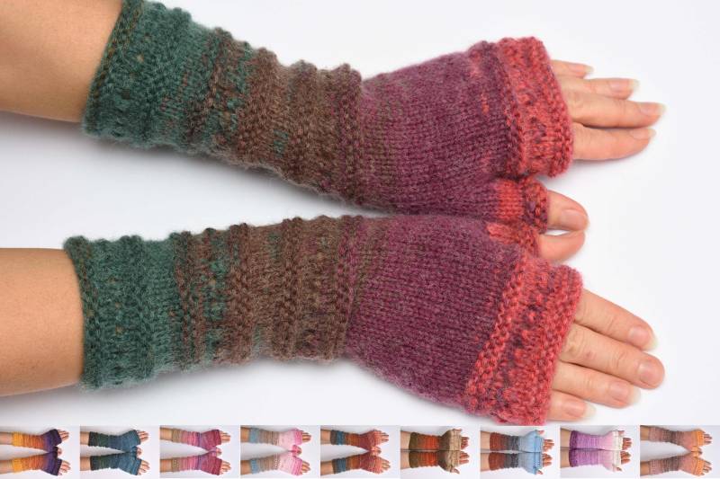 Fingerlose Handschuhe Damen Geschenk Stricken Winter Armstulpen Pulswärmer von PrettyCrochetForYou
