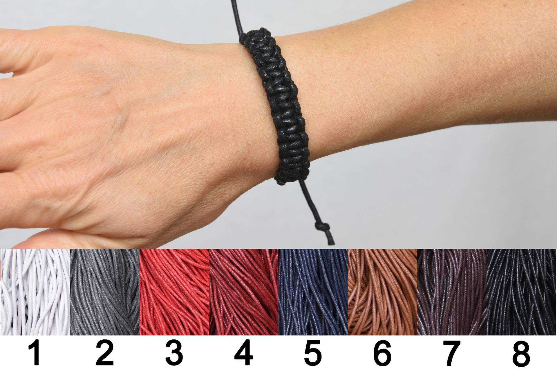 Grobstrick Armband Breites Wachsband Faden Makramee Schwarz Surf Für Männer Schlichter Schmuck Freund Geschenk von PrettyCrochetForYou