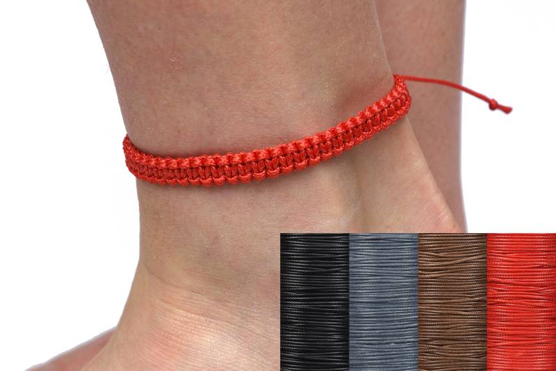 Makramee Fußkettchen Herren Einfaches Wasserdicht Surf Hippie Rot Schwarz Grau Braun Strand Prettycrochetforyou von PrettyCrochetForYou