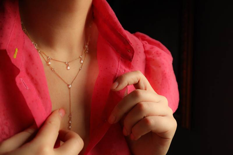 Lariat Kette Y-Kette Aus Echtem 585Er Gold Mit Rosenschliff Diamant von PrettyDifferentShop