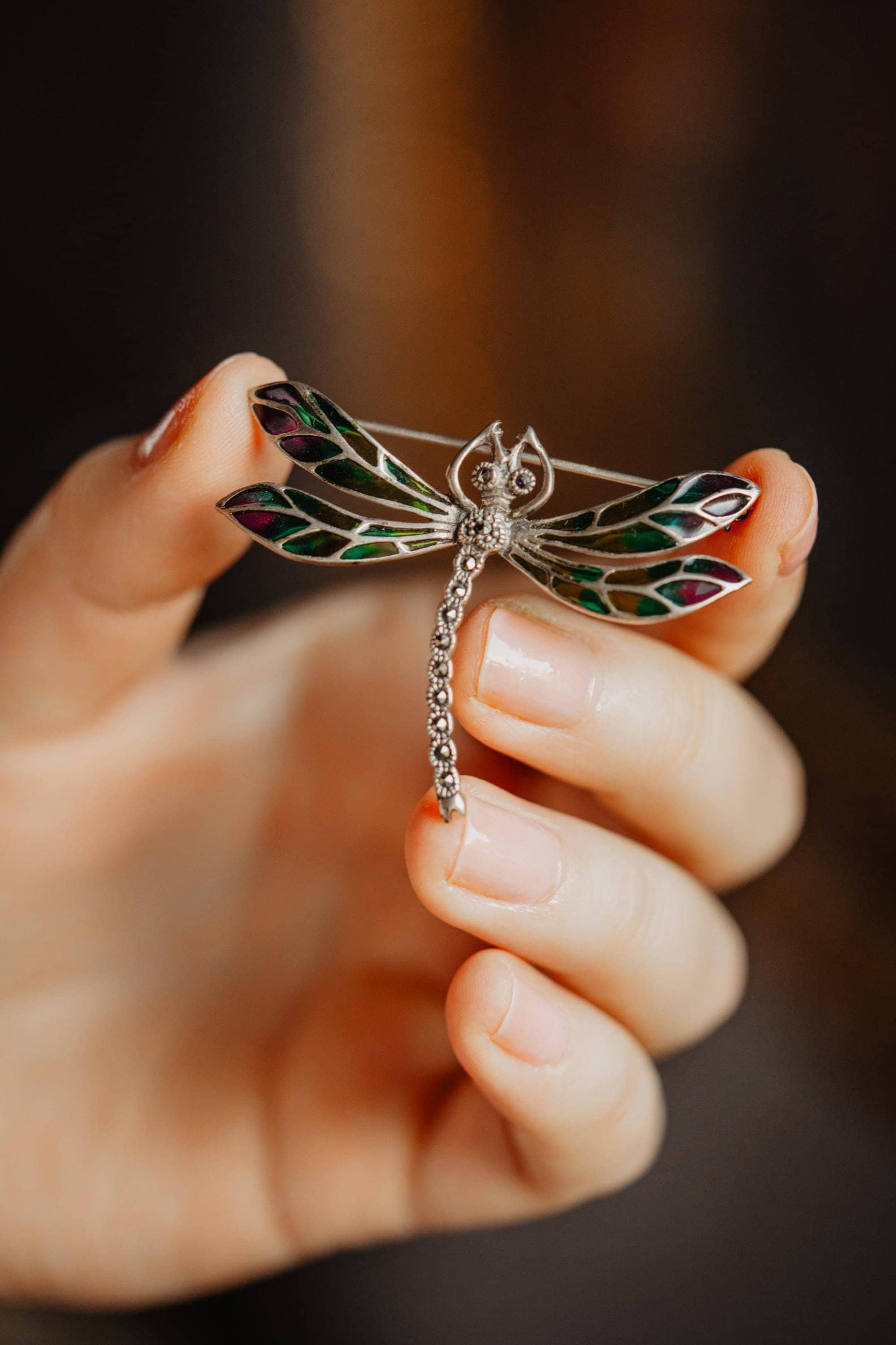 Plique A Jour Brosche, Sterling Silber Libelle Brosche Oder Anhänger, Insekt Markasit Schmuck Plique A Jour Brosche, Sterling Silber Libelle Brosche Oder Anhänger, Insekt Markasit Schmuck von PrettyDifferentShop