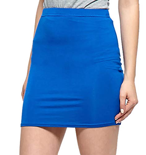 PrettyFashion Minirock Bleistiftrock Mini Rock Business Freizeit Figurbetont Stretch (Blau, M) von PrettyFashion