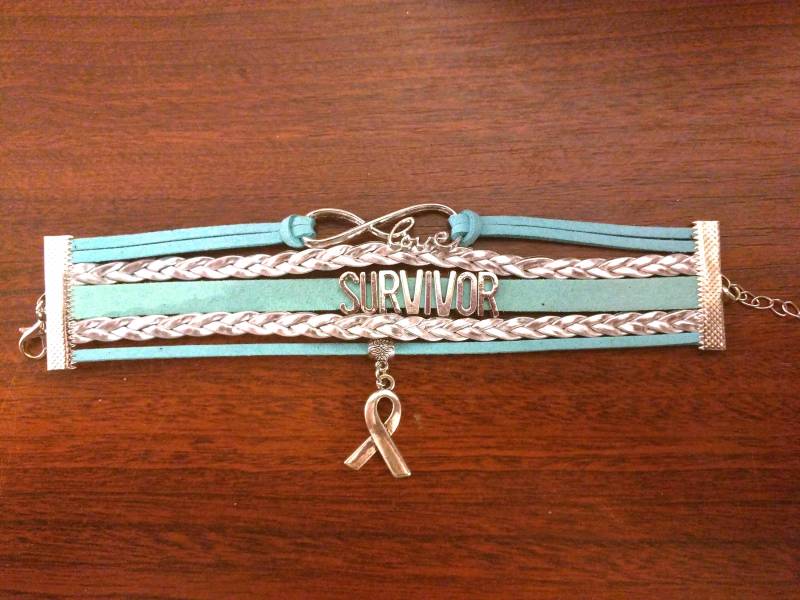 Frauen Survivor Armband Jugendlich Multistrang Survivor Love Unendlichkeit Fußkettchen Petrol Silber Eierstockkrebs von PrettyGirlFashions