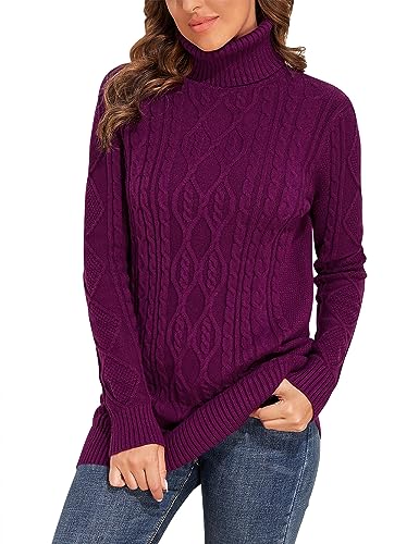 PrettyGuide Damen Lange Strickjacke Turtlehals Zopfmuster Tunika Pullover Tops Mittel Fuchsie PrettyGuide Damen Lange Strickjacke Turtlehals Zopfmuster Tunika Pullover Tops Mittel Fuchsie von PrettyGuide